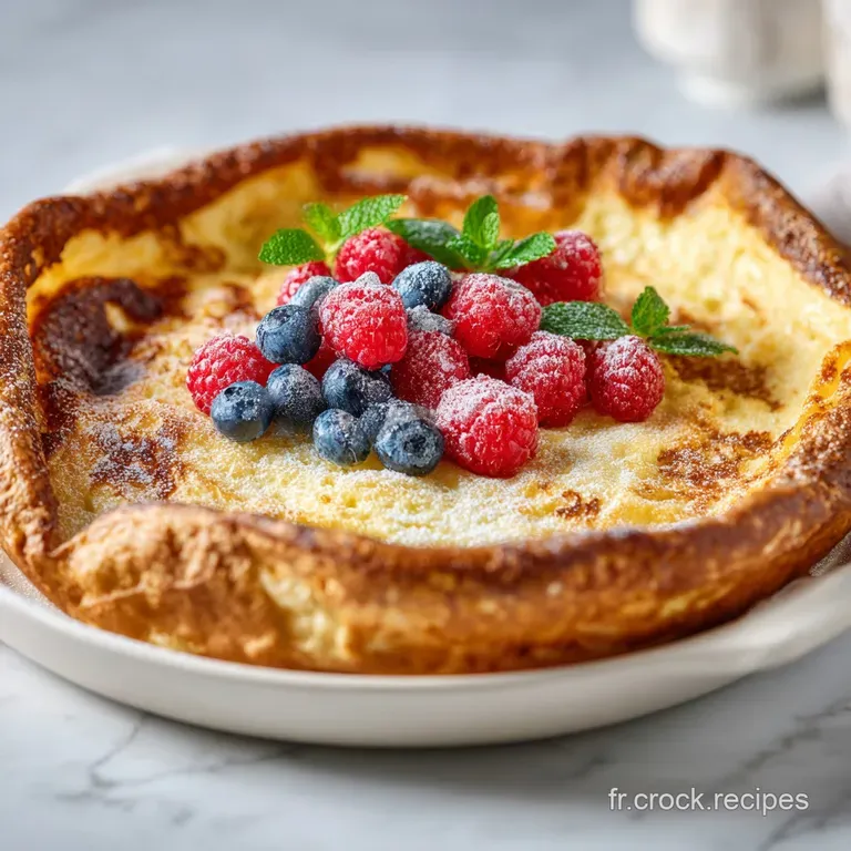 Delicate, thin cr&ecirc;pes stacked high, drizzled with warm caramel sauce and fresh fruit.