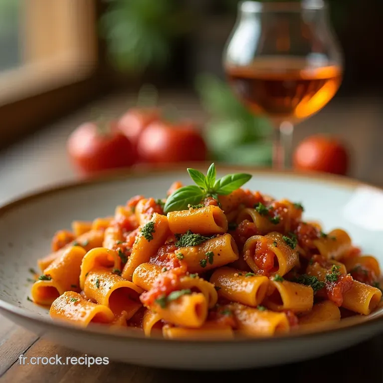 Rigatoni Luxueux Au Pesto Rosso L&eacute;treinte Cr&eacute;meuse Du Soleil presentation