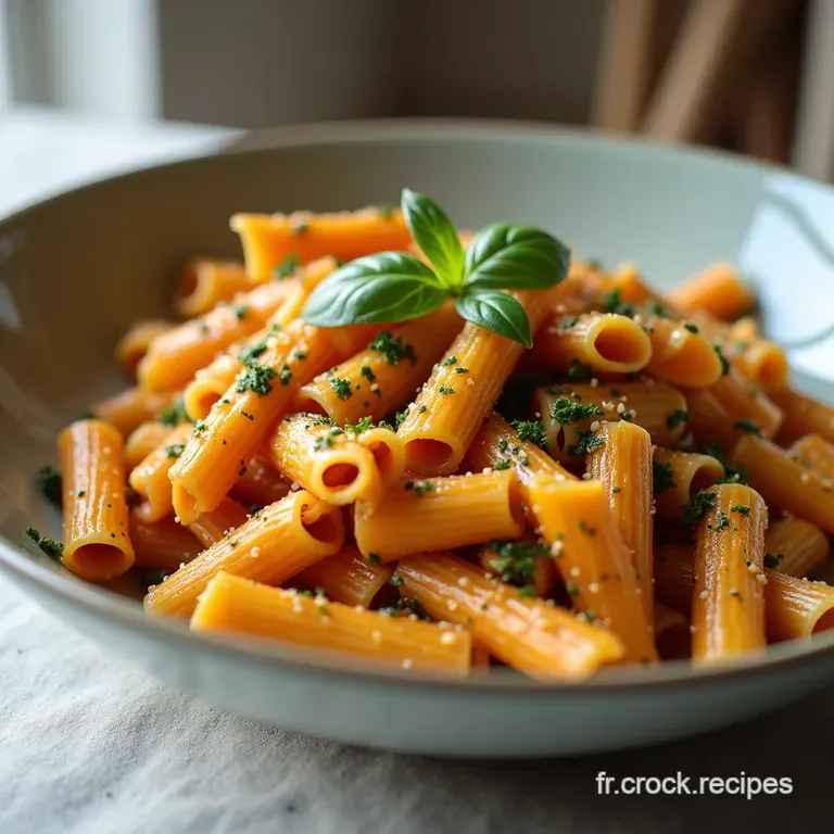 Rigatoni Luxueux au Pesto Rosso L&Eacute;treinte Cr&eacute;meuse du Soleil