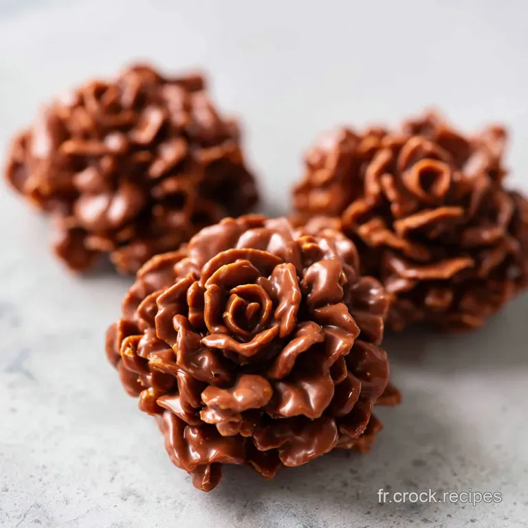 Petites bouch&eacute;es croquantes au chocolat dispos&eacute;es avec soin, contrastant avec la porcelaine blanche et lisse.