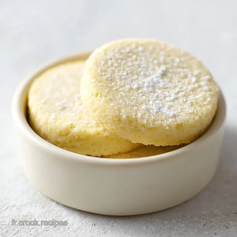 Pile de sabl&eacute;s beurr&eacute;s et croustillants sur une assiette blanche, d&eacute;cor&eacute;e d'une branche de pin et d'un ruban rouge vif.