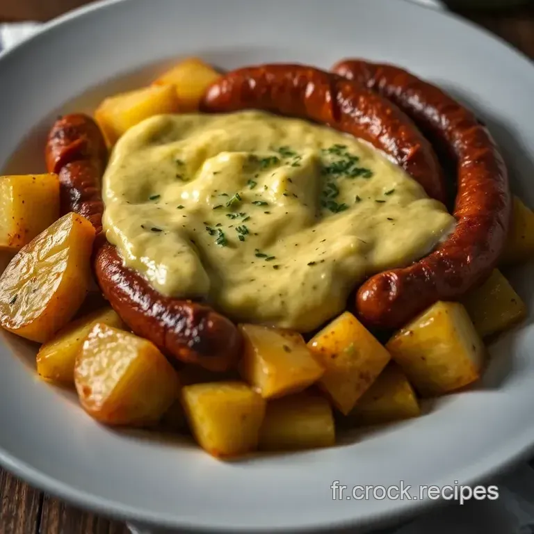 Saucisse Fum&eacute;e &Agrave; La Moutarde Et Pommes De Terre Saut&eacute;es presentation