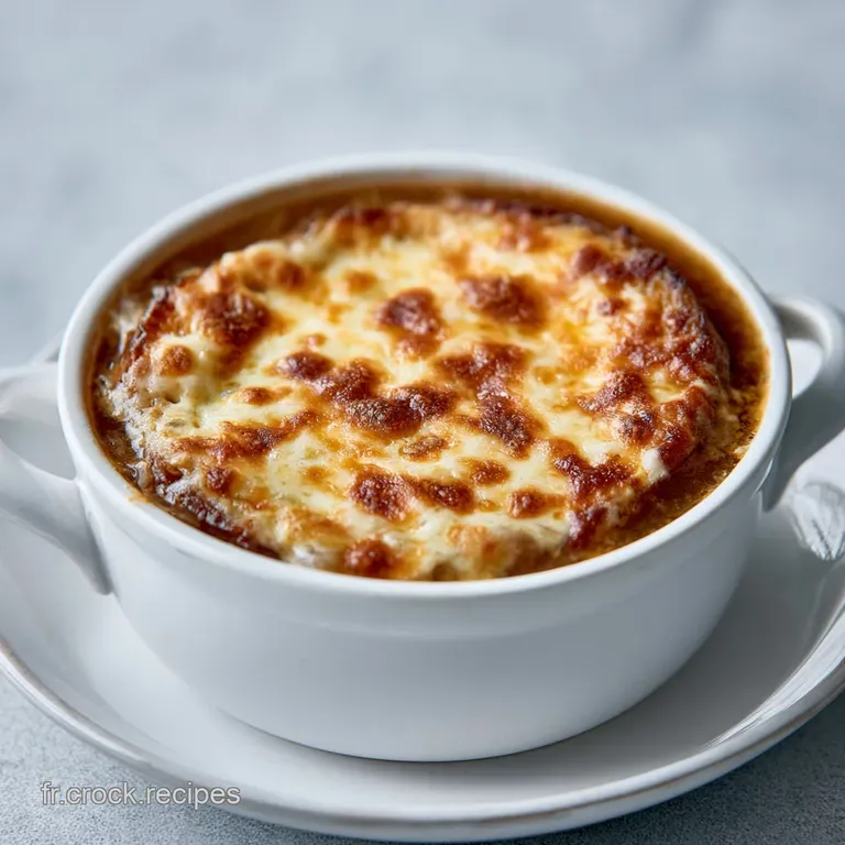 Pot en terre cuite avec une cro&ucirc;te de fromage grill&eacute; et dor&eacute;, d&eacute;gageant une l&eacute;g&egrave;re vapeur sur un fond sombre.