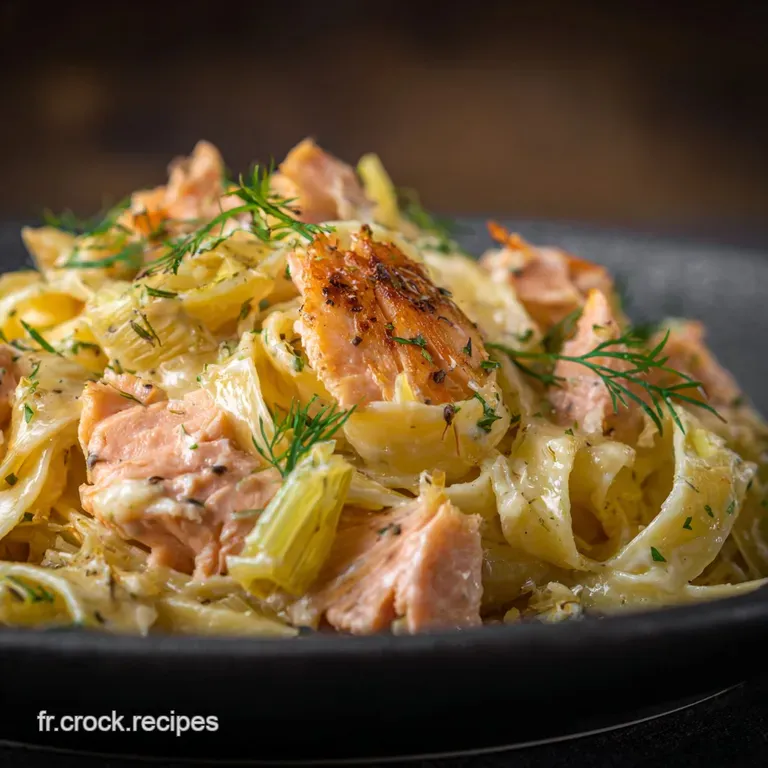 Tagliatelles aux Poireaux et au Saumon la Recette Cr&eacute;meuse et Rapide