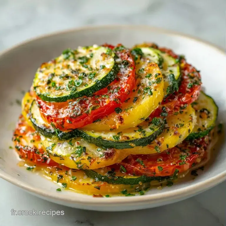 Assiette blanche pr&eacute;sentant des l&eacute;gumes r&ocirc;tis aux teintes dor&eacute;es et vertes, avec une texture fondante et app&eacute;tissante.