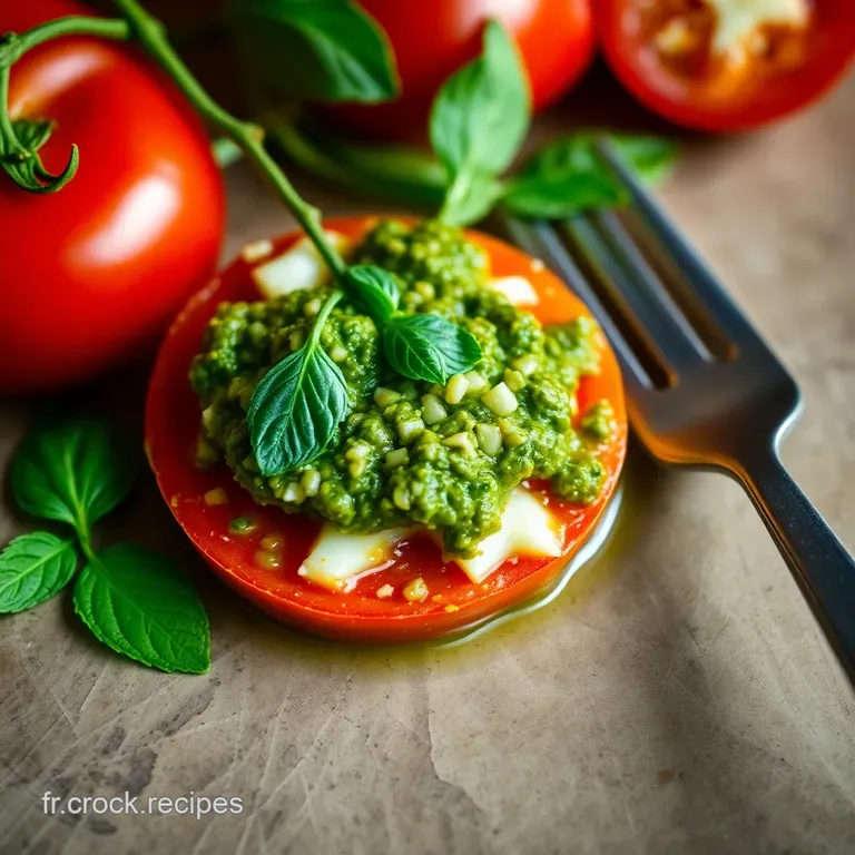 Tomates Farcies Au Ch&egrave;vre Frais Pesto Et Basilic presentation
